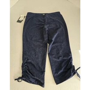 Cozy Navy Plush Capri Pants with Side Tie Detail
